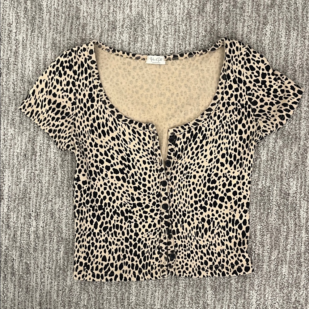 Brandy Melville/John Galt - Leopard Print Scoop Neck Blouse one size fits all